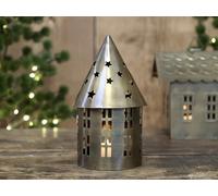 Round Tea Light Candle House, Brass Candle Lantern, Gold Metal House Candle Holder, T-Light Candle House Lantern, Festive Indoor Christmas Lantern Candle Holder