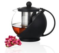 Round Tea Pot, 750 ml Glass Teapot, Heat-Resistant Borosilicate Glass Teapot, Tea Maker with Removable Stainless Steel Strainer and Glass Lid, Teapot with Infuser for Preparing Loose Teas, Flower Tea