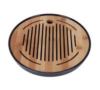 Round Tea Tray with Base, 10in, Water Storage Drainage, Serving Mat - Durable Construction, Elegant Design, Perfect for Tea Lovers & Home Gatherings (10 Inch)