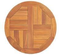 Round Teak Wood Tabletop Ø50cm x 2.5cm, Solid Natural Teak Finish, Brown Outdoor