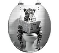Round Teddy Dog Reading Newspaper Funny Resin Toilet Seat Slow Close Quick