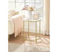 Round Tempered Glass Side Table Steel Frame Small Coffee End Table VASAGLE Gold One Size