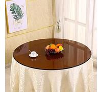 Round Tempered Glass Tabletop Ø 50/60/70cm Center Table Stylish Brown Dining Table 76CM (30IN) for Living Room & Dining Room Decor