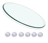 Round Tempered s Table Top - Ø 20in~32in 1/3 Inch Thickness C Plate s Customizable Non-Slip Pad Easy Install Exquisite Coffee Table