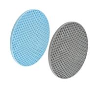 Round Textured Bird Activity Pad | Small Avian Enrichment Toy, Cockatiel Silicone Disc, Blue Gray 2 Piece Cage Foraging Set, 17cm / 6.7inch