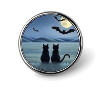 Round The Moon at Night Lapel Pin Metal Brooch Personalized Novelty Pin Cute Button Badge Safety Pin Fashion Jewelry Accessories Gift for Clothes Hat Backpack Bag