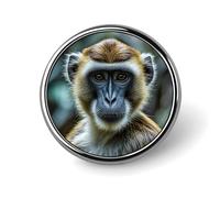 Round The Silent Monkey Brooch Classic Mini Pin 1 Inch Aluminum Alloy Lapel Pin Personalized Button Badge for Backpack Hat Suit Jacket Clothing Decoration