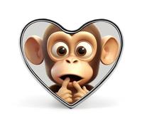 Round The Silent Monkey Brooch Lapel Shawl Pin Vintage Metal Heart Badge Minimalist Collar Brooch Jewelry Decoration Suit Sweater Backpack Gift for Women Mother Bride