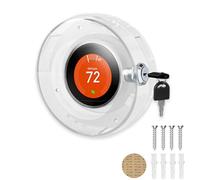 Round Thermostat Lock Case with Key, Upgraded,Round Thermostat Cover Universal, Round Thermostat Lock Case Clear, Wall Round Thermostat Guard, Fits Round Nest Thermostat(3.5x3.5x1.9 In) or Smaller