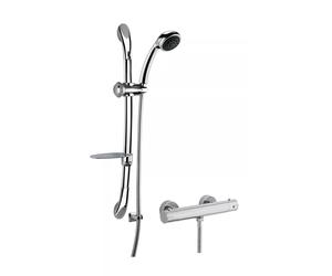 Round Thermostatic Minimalist Bar Valve with Luxury Slide Rail Kit Shower Bundle