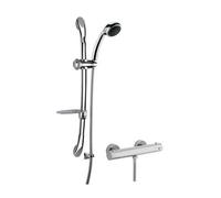 Round Thermostatic Minimalist Bar Valve With Luxury Slide Rail Kit Shower Bundle - Chrome - Balterley