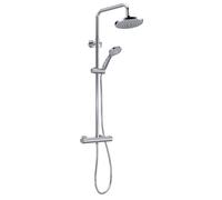 Round Thermostatic Shower Kit with Fixed Head & Adjustable Handset - Chrome