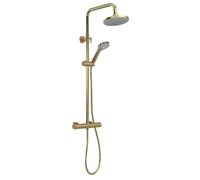 Balterley Thermostatic Shower Mixer Kit with Round Head, Handset, Mixer Bar & Adjustable Riser Rail, Shower Head and Hose, Rainfall Showerhead and Hose Set - 267 x 429 x 1245mm (Brushed Brass)