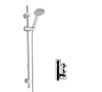 Round Thermostatic Vertical Bar Valve And Water Saving Handset Slider Rail Kit Shower Bundle - Chrome - Balterley
