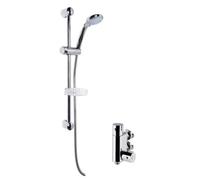 Round Thermostatic Vertical Bar Valve With Large Multi Function Handset Slide Rail Kit Shower Bundle - Chrome - Balterley