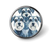 Round Three Small Dogs Brooch Classic Mini Pin 1 Inch Aluminum Alloy Lapel Pin Personalized Button Badge for Backpack Hat Suit Jacket Clothing Decoration