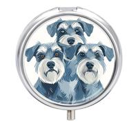 Round Three Small Dogs Pill Organizer Pill Box 3 Compartment Portable Travel Medicine Case Daily Mini Compact Medicine Container Storage Vitamin Supplement Dispenser