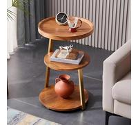 Round Three-Tier Side Table, Modern Sofa Side Table, Decorative Wrought Iron Frame with Shelves for Bedroom and Living Room