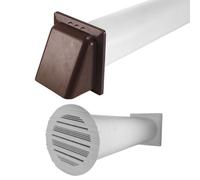 Round Through-Wall Ventilation Set With 100mm Bella Interior Grille, 50Cm Duct Pipe And Brown External Hooded Vent