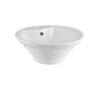 Balterley 460mm Countertop Vessel Bathroom Sink, Ceramic Round Bowl Bathroom Wash Basin Sink with Overflow, 1 Tap Hole, Countertop Basin Sinks for Bathrooms and Cloakroom - 460 x 460 x 195mm (White)