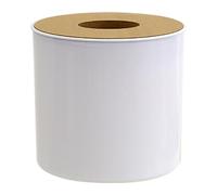 Round Tissue Box, Round Tissue Holder, Waterproof Toilet Paper Roll Cover with Removeable Bamboo Lid, Plastic Container for Bathroom, Kitchen, Bedroom, Office