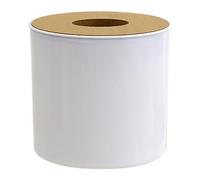 Round Tissue Holder, Waterproof Toilet Paper Roll Cover with Removeable Bamboo Lid, Plastic Tissue Container for Bathroom, Kitchen, Bedroom, Office, Toilet Paper Roll Cover