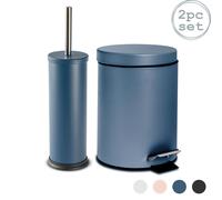 Round Toilet Brush & Bin Set Harbour Housewares Blue One Size