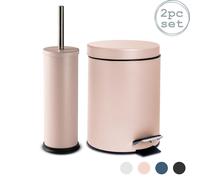Round Toilet Brush & Bin Set Harbour Housewares Pink One Size