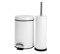 Round Toilet Brush & Bin Set Stainless Steel Bathroom Cleaning Accessories