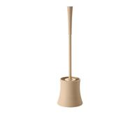 Round Toilet Brush Set with Soft Bristles Long Handle Plastic Holder Free-Standing Design for Easy Cleaning Ideal for Bathroom & Lavatory Use