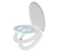 Round Toilet Seat, 3 in 1 Family Toilet Seats with Soft Close and Non-Slip Seat Bumpers, Front Quiet-Close White Toilet Seat with Built-in Potty Training Seat for Easy Installation