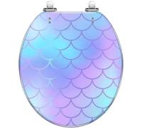 Round Toilet Seat Abstract Floral Pastel Dusty d Blush Textured Decor Resin Toilet lid Quietly Close Quick Release Hinges Decorative Seat with Cover Easy to Clean and Install (Color10)