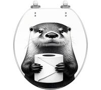Round Toilet Seat Animal Funny Bathroom Animals Otter Toilet Paper Animal Resin Toilet lid with Quietly Close Quick Release Hinges Decorative Seat with Cover Easy to Clean and Install