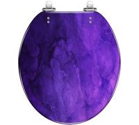 Round Toilet Seat, Black den Marble, Smudge Grey Effect, Abstract Resin