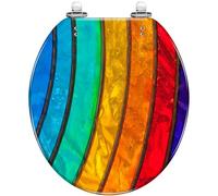 Round Toilet Seat Black red Tartan Plaid Scottish Seamless Texture from Tartan Plaid Resin Toilet lid Quietly Close Quick Release Hinges Decorative Seat with Cover Easy to Clean and Install (Color9)