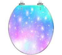 Round Toilet Seat Colorful Cute Toucan Tropical Bird Brazilian Blurred Resin Toilet lid with Quietly Close Quick Release Hinges Decorative Seat with Cover Easy to Clean and Install (Color6)
