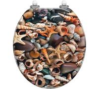Round Toilet Seat Colorful Cute Toucan Tropical Bird Brazilian Blurred Resin Toilet lid with Quietly Close Quick Release Hinges Decorative Seat with Cover Easy to Clean and Install (Color9)