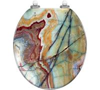 Round Toilet Seat Eyes Tiger Resin Toilet lid Quietly Close Quick Release Hinges Decorative Seat with Cover Easy to Clean and Install (Color5)