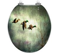 Round Toilet Seat Eyes Tiger Resin Toilet lid Quietly Close Quick Release Hinges Decorative Seat with Cover Easy to Clean and Install (Color7)