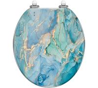Round Toilet Seat Floral Stained Glass Blue Sky Green Leaves Resin Decorative Seat with Cover Easy to Clean and Install (Color8)