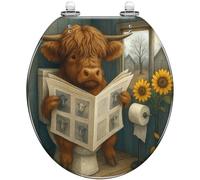 Round Toilet Seat Funny Cat Text Excuse Me were You Attempting to Resin Toilet lid with Quietly Close Quick Release Hinges Decorative Seat with Cover Easy to Clean and Install (Color5)