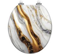 Round Toilet Seat Horses Running Free Resin Toilet lid Quietly Close Quick Release Hinges Decorative Seat Cover Easy to Clean Install