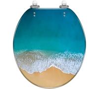 Round Toilet Seat Horses Running Free Resin Toilet lid with Quietly Close Quick Release Hinges Decorative Seat with Cover Easy to Clean and Install