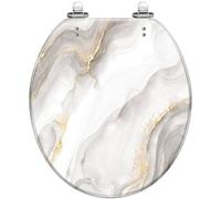 Round Toilet Seat Horses Running Free Resin Toilet lid with Quietly Close Quick Release Hinges Decorative Seat with Cover Easy to Clean and Install