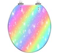 Round Toilet Seat Magic Seamless Sun Constellations Moons Stars Decorative Ornament Resin Quick Release Hinges Decorative Seat Cover Easy Install Color1