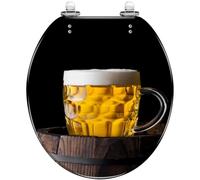 Round Toilet Seat Monochrome Portrait Elephant Decorative Seat with Cover Easy to Clean and Install
