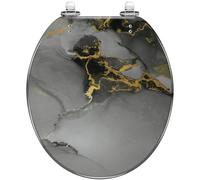 Round Toilet Seat Monochrome Portrait Elephant Resin Toilet lid Quietly Close Quick Release Hinges Decorative Seat with Cover Easy to Clean and Install (Color5)