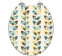 Round Toilet Seat Mosaic Stained Glass Art Cactus Earthy Tones Resin Toilet lid Quietly Close Quick Release Hinges Decorative Seat with Cover Easy to Clean and Install (Color1)