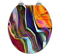 Round Toilet Seat Multicolored Northern Lights Borealis Canadian Resin Toilet lid Quietly Close Quick Release Hinges Decorative Seat with Cover Easy to Clean and Install (Color2)