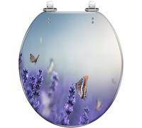 Round Toilet Seat Multicolored Northern Lights Borealis Canadian Resin Toilet lid Quietly Close Quick Release Hinges Decorative Seat with Cover Easy to Clean and Install (Color5)